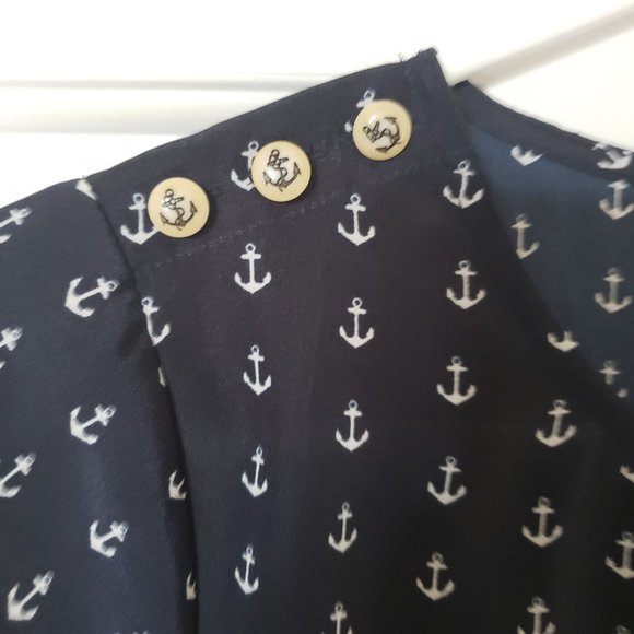 J Crew Anchor Top XS Navy White - Picture 2 of 4